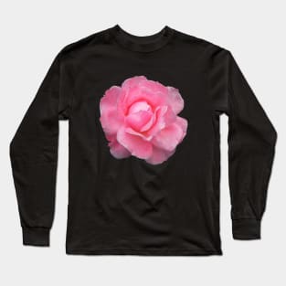 Raindrops Dew on Pink Rose Flower Long Sleeve T-Shirt